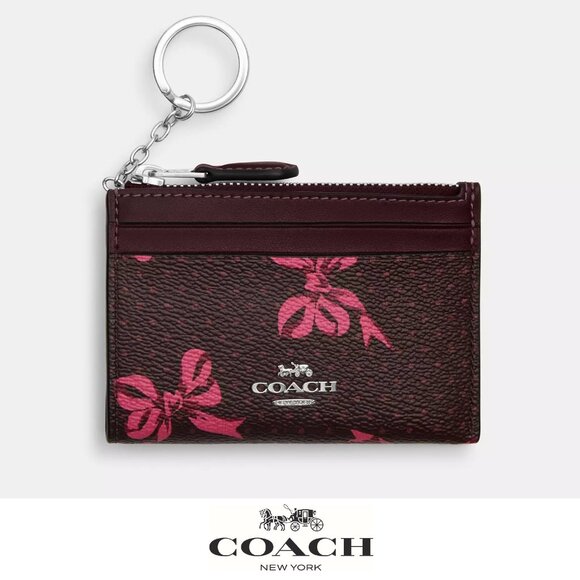 🎁 Coach Mini Skinny Id Case With Bow Print - Picture 1 of 6